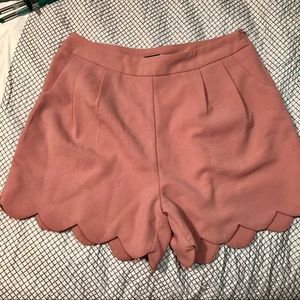 Boohoo Pink Scalloped Edge Shorts